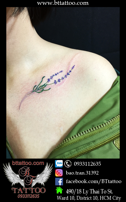 hình xăm hoa oải hương - lavender tattoo