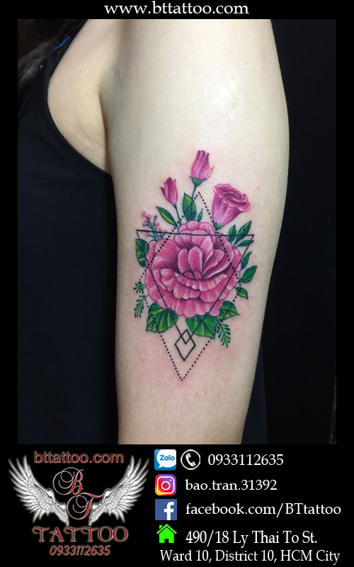 geometric rose tattoo